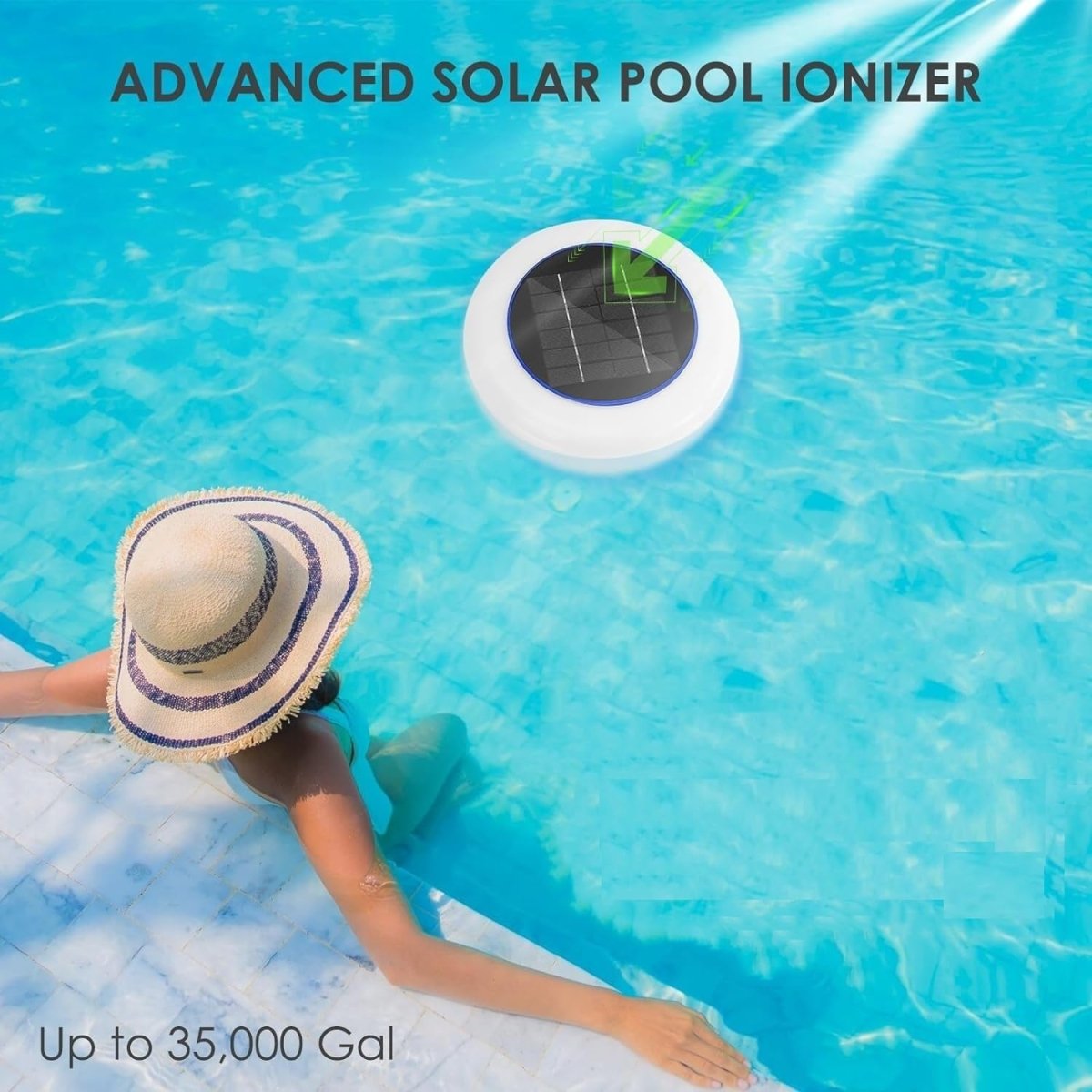 Solarmodul pool ionisator med 7-färgad LED-ljus – Miljövänlig vattenrening