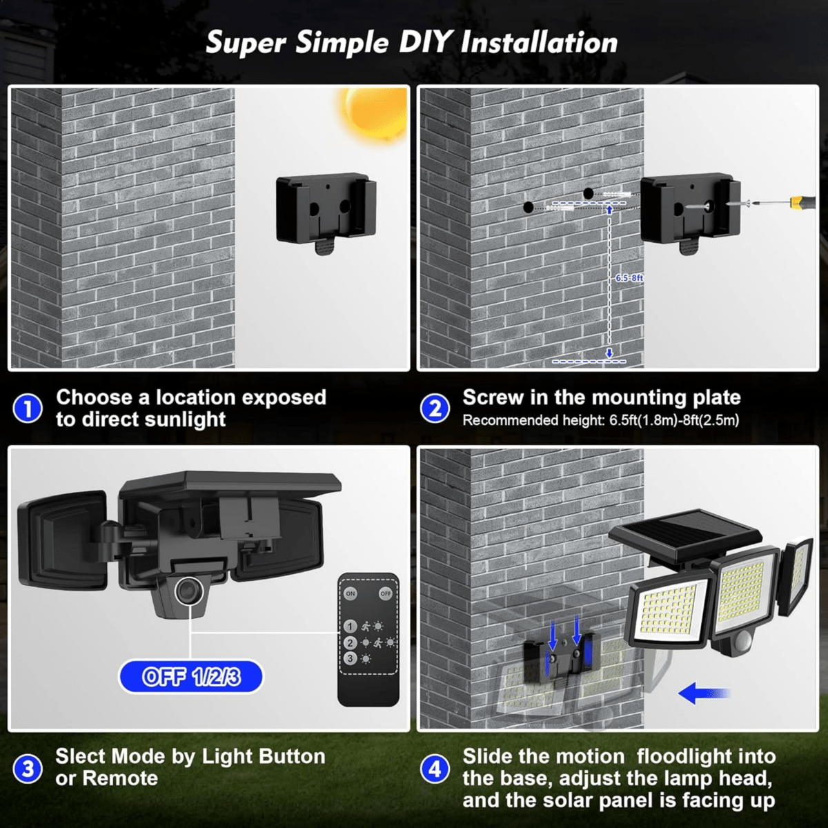 SOLARGUARD – Solarsäkerhetslampa med rörelsedetektor och fjärrkontroll