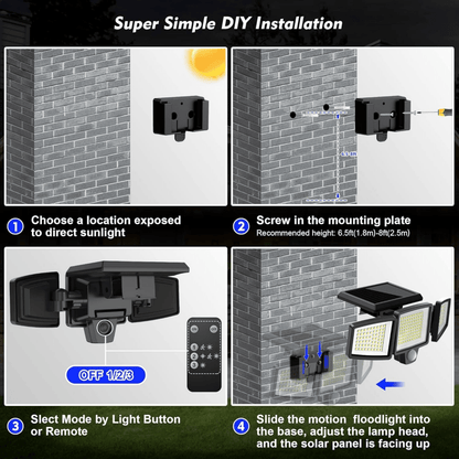 SOLARGUARD – Solarsäkerhetslampa med rörelsedetektor och fjärrkontroll