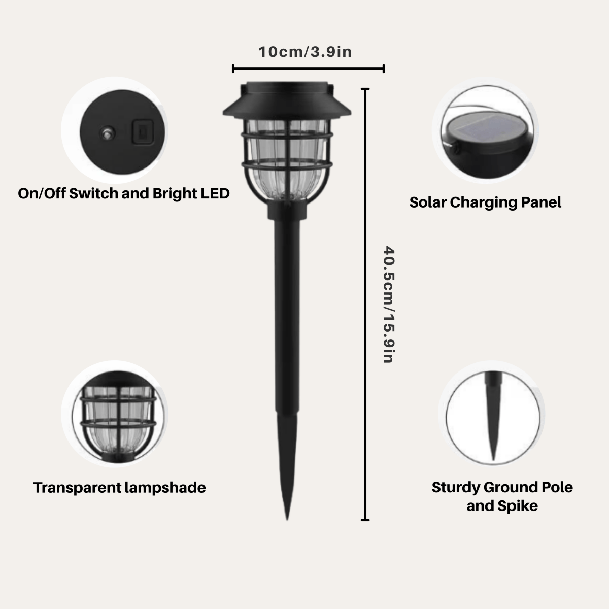 SOLARSPIKE – 2-pack Solcellsdriven väg belysning för utomhusbruk i trädgården