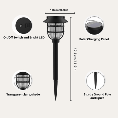 SOLARSPIKE – 2-pack Solcellsdriven väg belysning för utomhusbruk i trädgården
