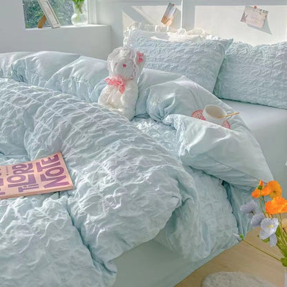 Enfärgad Seersucker Enkel Sängkläder Set