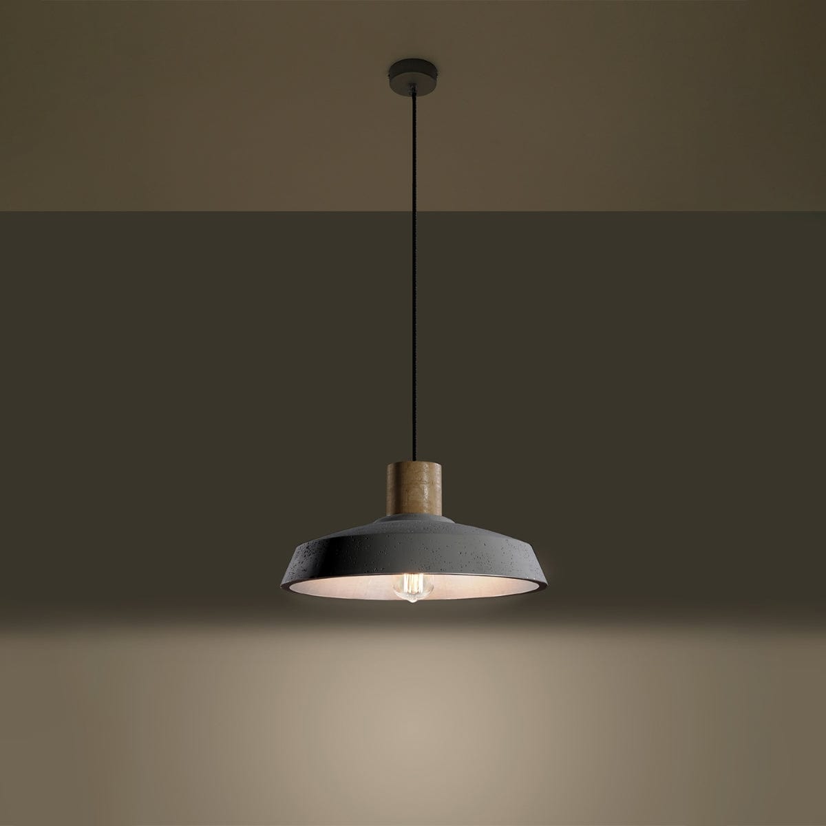 AFRA Betongpendel - Industriell Loftdesign - E27 Glödlampa Kompatibel - Ljusgrå Hållbar Betongskärm