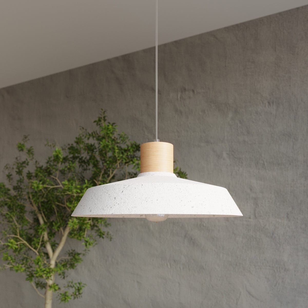 AFRA Betongpendel - Industriell Loftdesign - E27 Glödlampa Kompatibel - Ljusgrå Hållbar Betongskärm