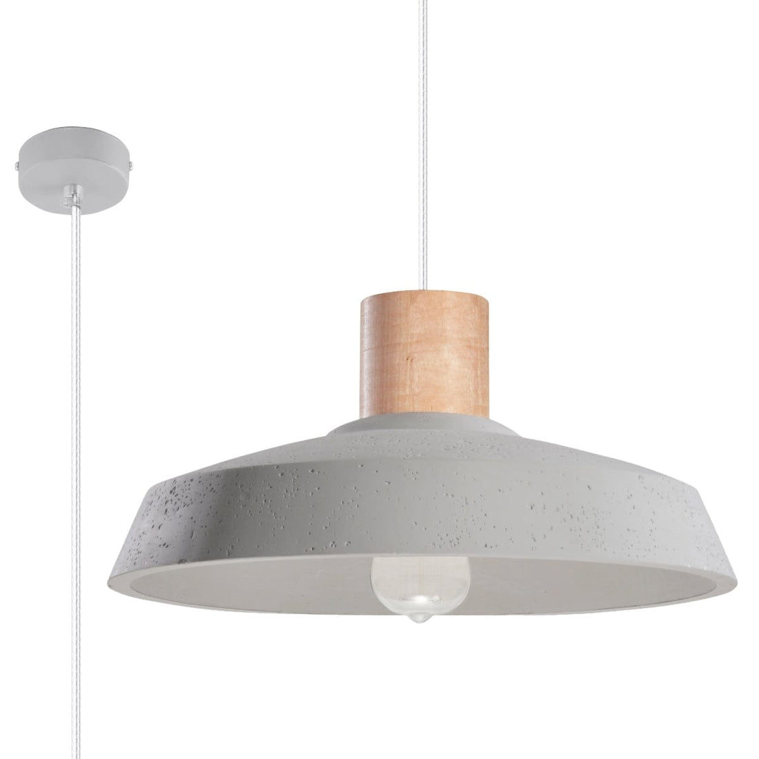 AFRA Betongpendel - Industriell Loftdesign - E27 Glödlampa Kompatibel - Ljusgrå Hållbar Betongskärm