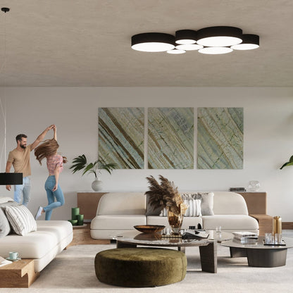 Arena Black Ceiling Lamp - 2x E27 LED - Modern PVC Design - 35x35x11 cm
