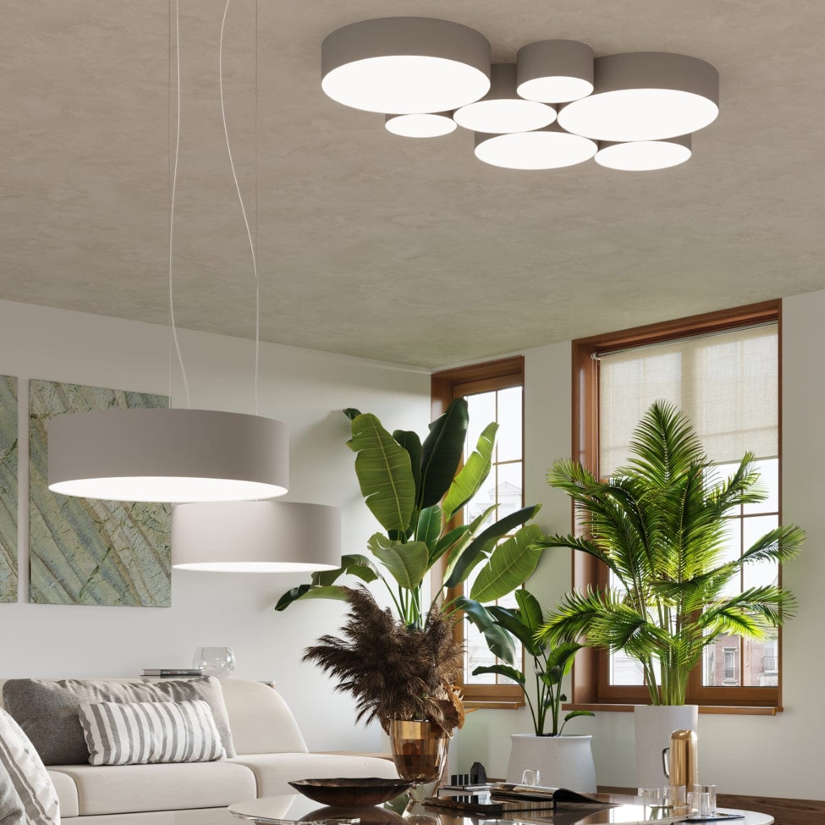Arena Designer Taklampa - Grå - 3xE27 LED - Modern PVC Armatur
