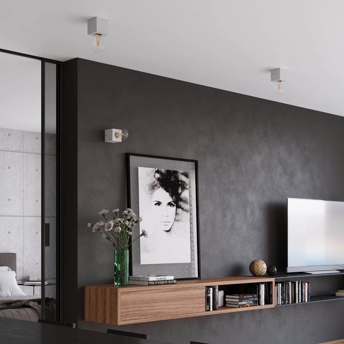 Taklampa Ariz Betong - Minimalistisk Design - Hållbart Betongmaterial - Utbytbara E27-lampor - Perfekt för Loft- och Industridesign