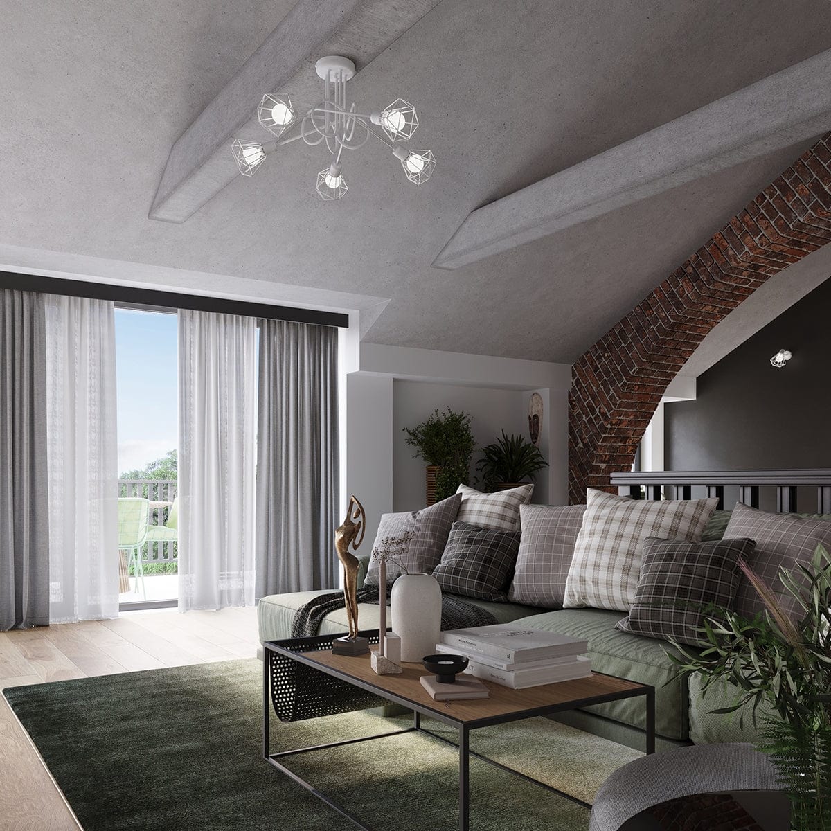 Taklampa Artemis 2 Vit - Modern Loft-Stil - Justerbar Ljusvinkel - Utbytbara Glödlampor - Hållbar Pulverlackerad Stål - Mångsidig Belysningslösning