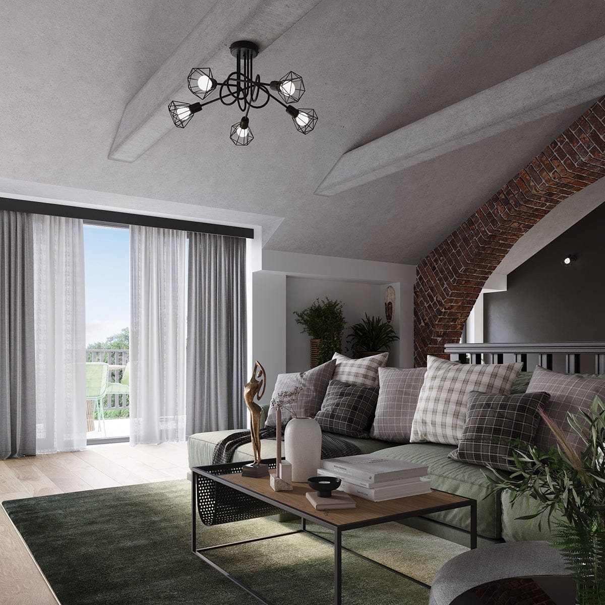 Taklamp Artemis 3 Svart - Modern Loft-Stil - Justerbar Ljusvinkel - Utbytbara Glödlampor - Hållbar Pulverlackerad Stål - Mångsidig 3-Punkts Belysning