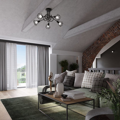 Taklamp Artemis 3 Svart - Modern Loft-Stil - Justerbar Ljusvinkel - Utbytbara Glödlampor - Hållbar Pulverlackerad Stål - Mångsidig 3-Punkts Belysning