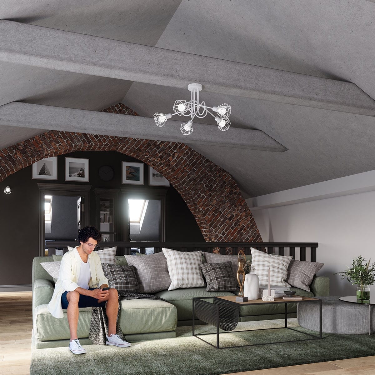 Taklampa Artemis 3 Vit - Modern Loft-Stil - Justerbar Ljusvinkel - Utbytbara Glödlampor - Hållbar Pulverlackerad Stål - Mångsidig 3-Punkts Belysning