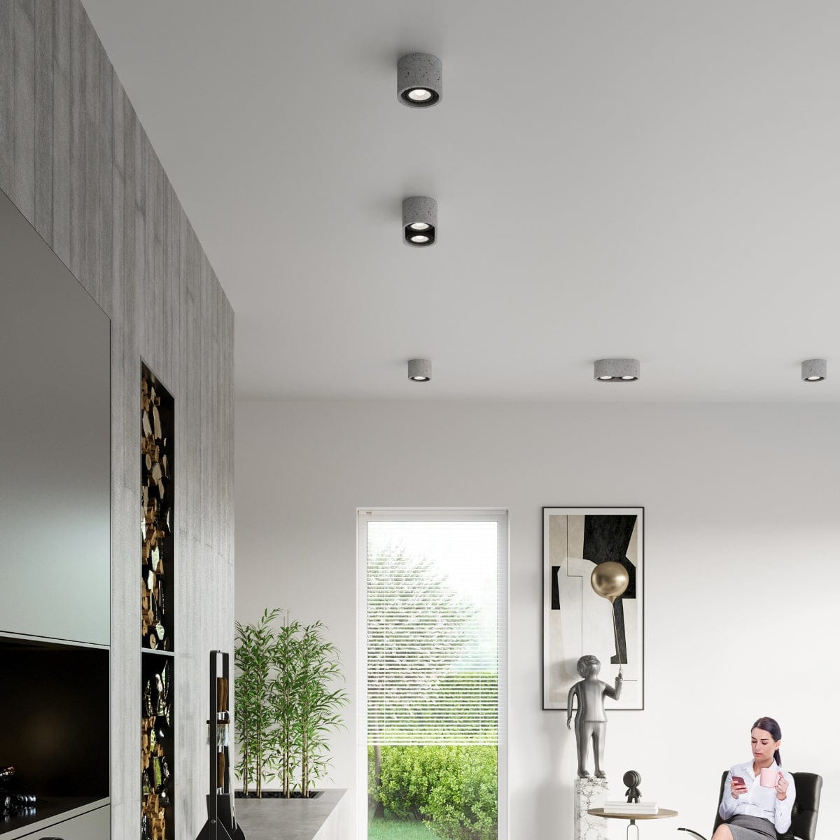 Taklampa Basic 2 Betong - Minimalistisk Betongdesign - Industriell Loftstil - Hållbar Konstruktion - Utbytbara GU10-lampor - Lättskött - Mångsidig för Alla Rum