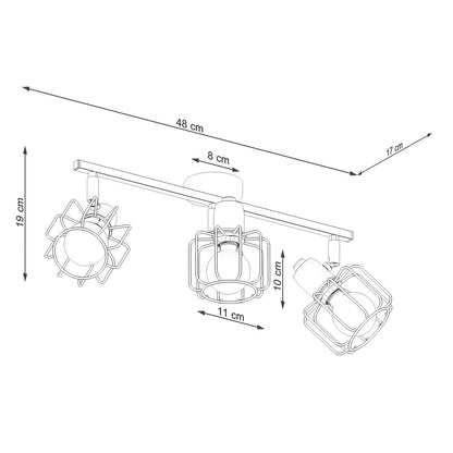 Taklampa Beluci 3 Svart - Loftstil - Justerbar Ljusvinkel - Hållbar Stålbyggnad - Industriell Minimalistisk Design - Utbytbara E27 Glödlampor