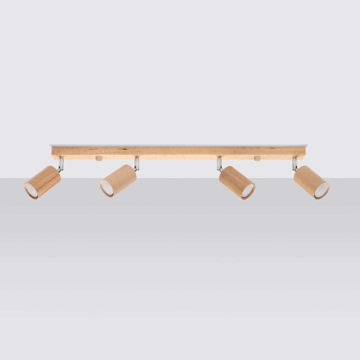Taklampa Berg 4 Naturligt Trä - Trä Takljus - Fyra Rörliga Lampskärmar - Varm och Stilig Belysning - Kompatibel med GU10 Ljuskällor