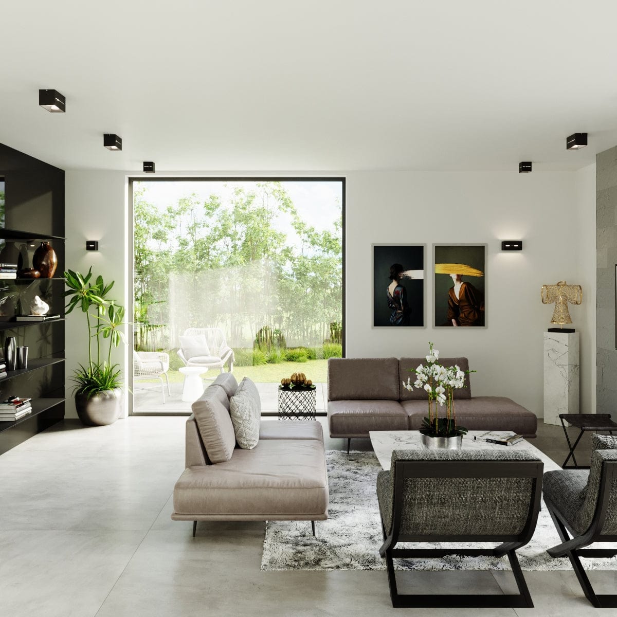 Taklampa Lobo 2 Svart - Modern svart taklampa med perforering - Aluminium Material - Utbytbara G9-lampor - Futuristisk design