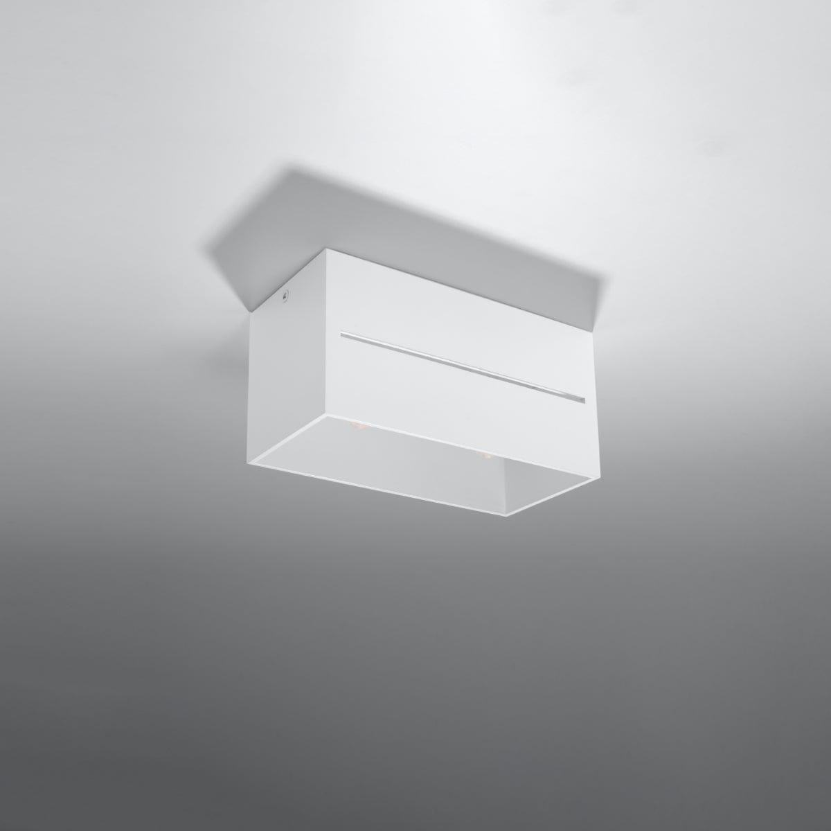 Taklampa Lobo 2 Vit - Modern vit taklampa med perforering - Aluminium material - Utbytbara G9-lampor - Futuristisk design