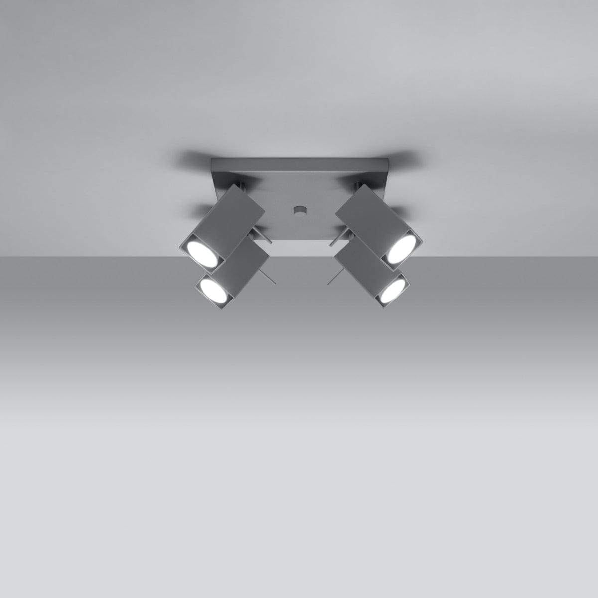 Taklampa Merida 4 Grå - Modern Justerbar Spot Taklampa - 4 Rörliga Skärmar - Hållbart Stål - Kompatibel med GU10 Glödlampor