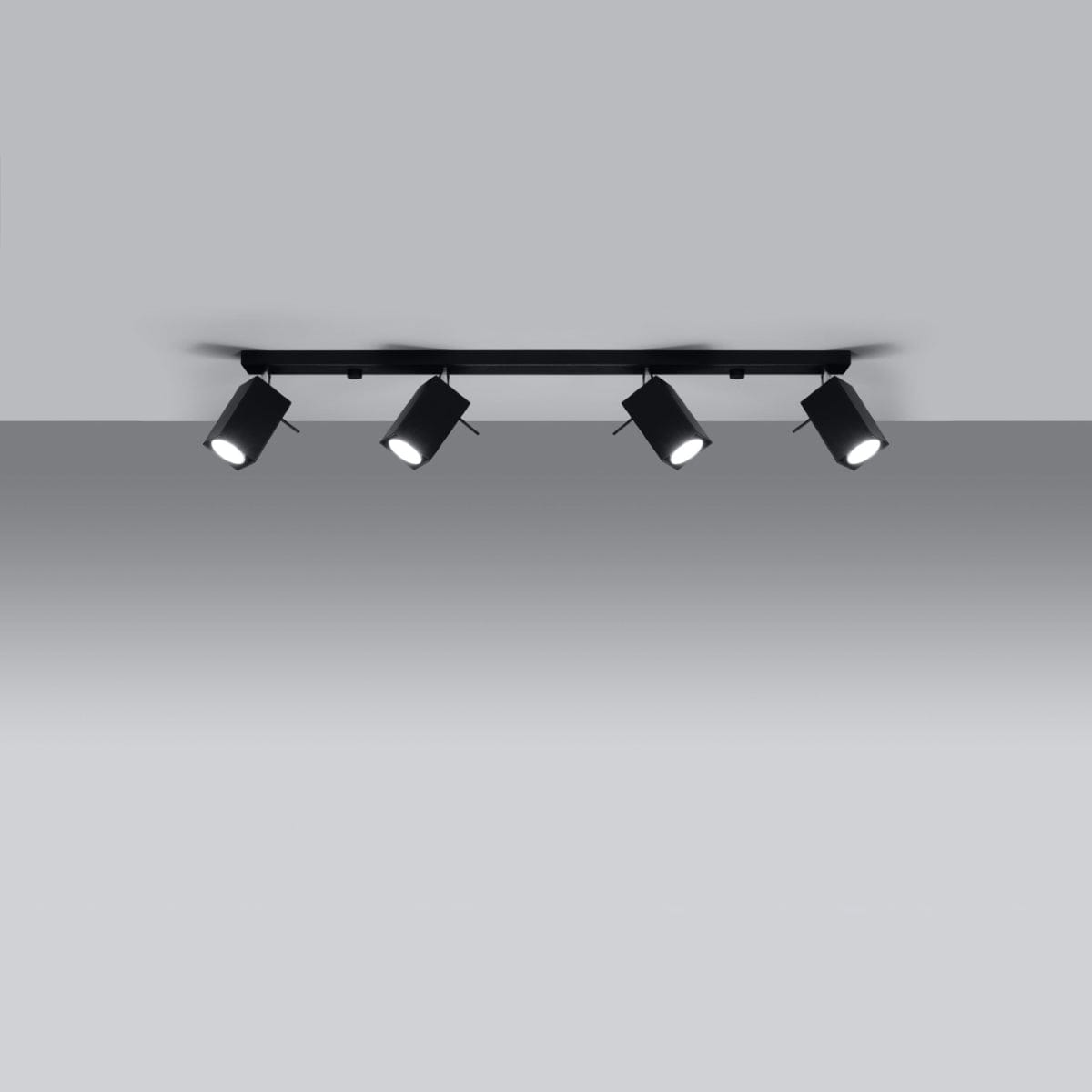 Taklampa Merida 4 L Svart - Modern Spot Taklampa - 4 Justerbara Skärmar - Hållbar Stål Design - GU10 Lampa Kompatibel