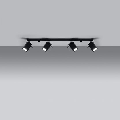 Taklampa Merida 4 L Svart - Modern Spot Taklampa - 4 Justerbara Skärmar - Hållbar Stål Design - GU10 Lampa Kompatibel