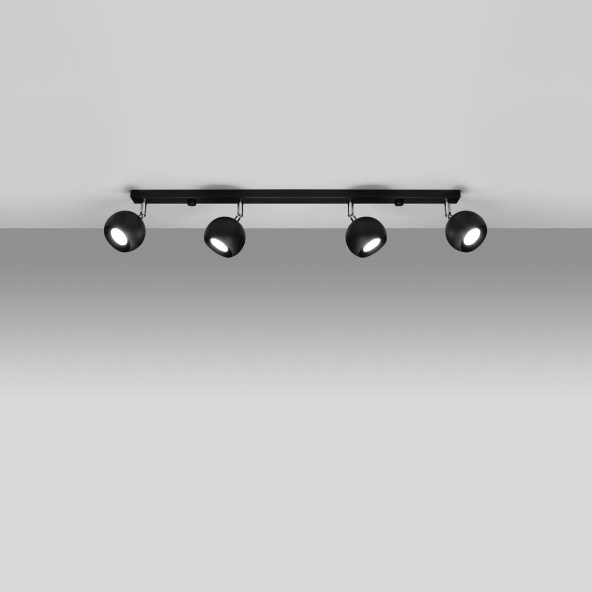 Taklampa Oculare 4 L Svart - Modern Spot Takljus - 4 Justerbara Skärmar - Sfärisk Design - Hållbar Stål - GU10 Lampa Kompatibel