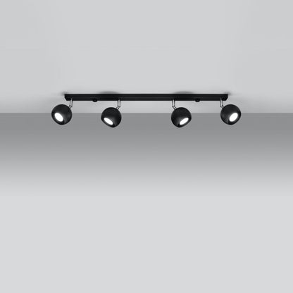 Taklampa Oculare 4 L Svart - Modern Spot Takljus - 4 Justerbara Skärmar - Sfärisk Design - Hållbar Stål - GU10 Lampa Kompatibel