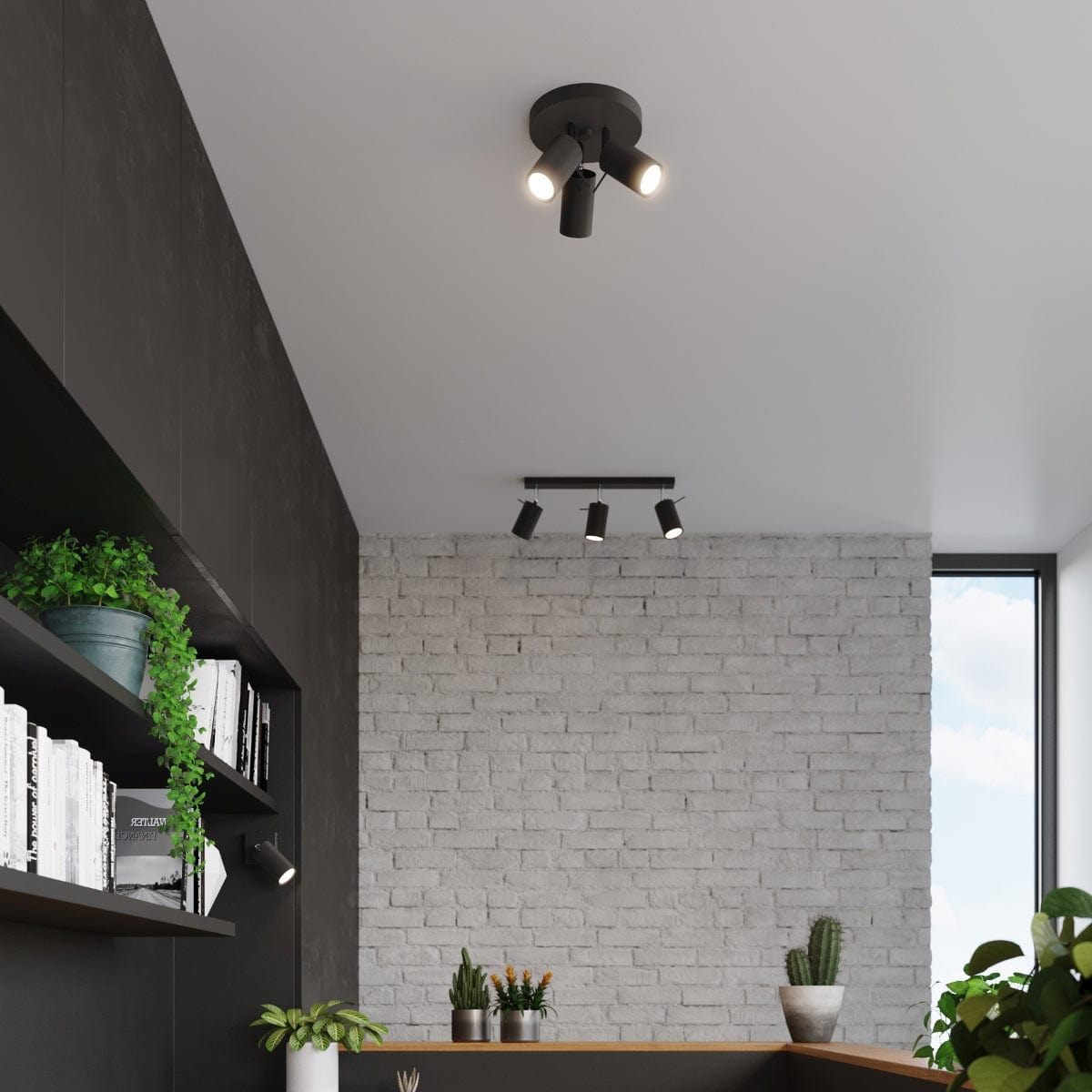 Taklampa Ring 3 P Svart - 3-skärm Taklampa - Justerbara Armar - Lätt Installation - Hållbart Stål - Utbytbara GU10 Lampor