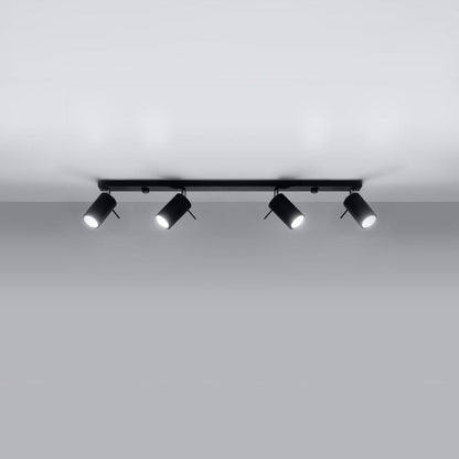 Taklampa Ring 4 L Svart - 4-Skärmad Takbelysningsarmatur - Justerbara Armar - Enkel Installation - Hållbar Pulverlackerad Stål - Utbytbara GU10 Ljuskällor