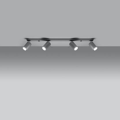 Taklampa Ring 4 L Grå - 4-Skärmad Justerbar Lampa - Lätt Installation - Hållbar Stål - Utbytbara GU10 Glödlampor