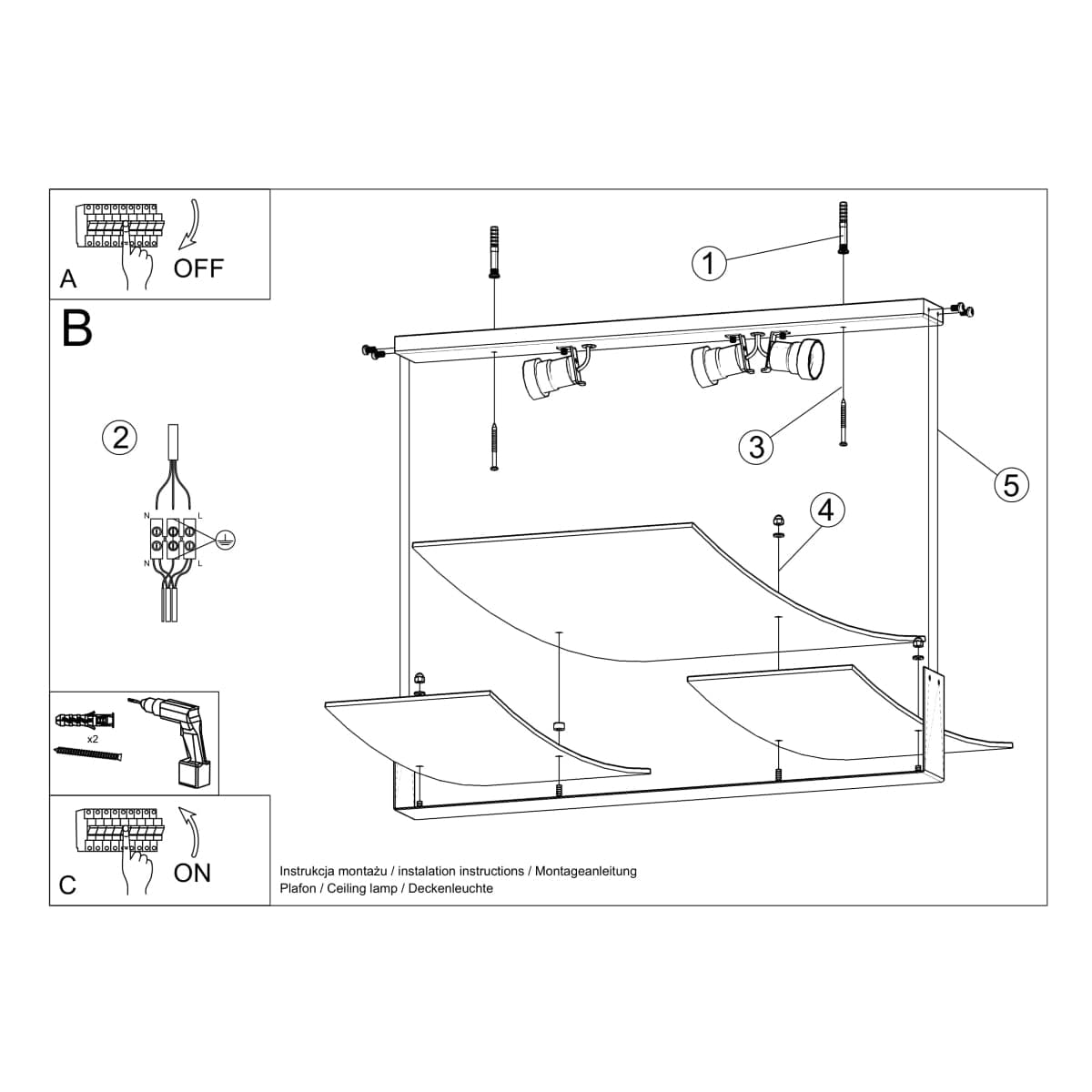 Celia - Taklampa - Vit Glas - Elegant Design - Tidlös Stil - E27 Lampa Kompatibel - Enkel Ytmontering Installation
