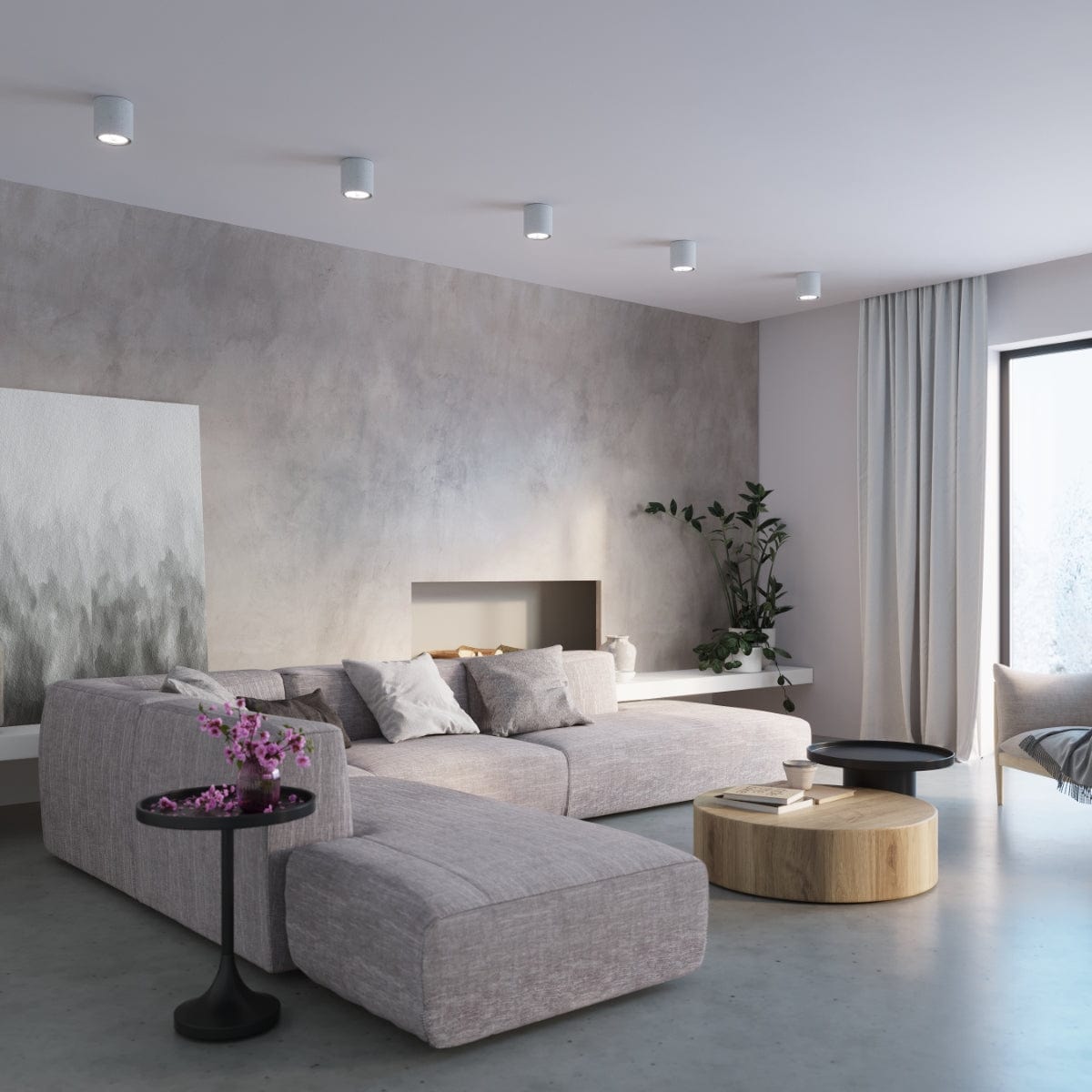 CULLO Betongtaklampa - Minimalistisk Industriell Design - Hållbar Grå Betong - GU10 Lampa Kompatibel - Lätt att Rengöra - Universell Montering