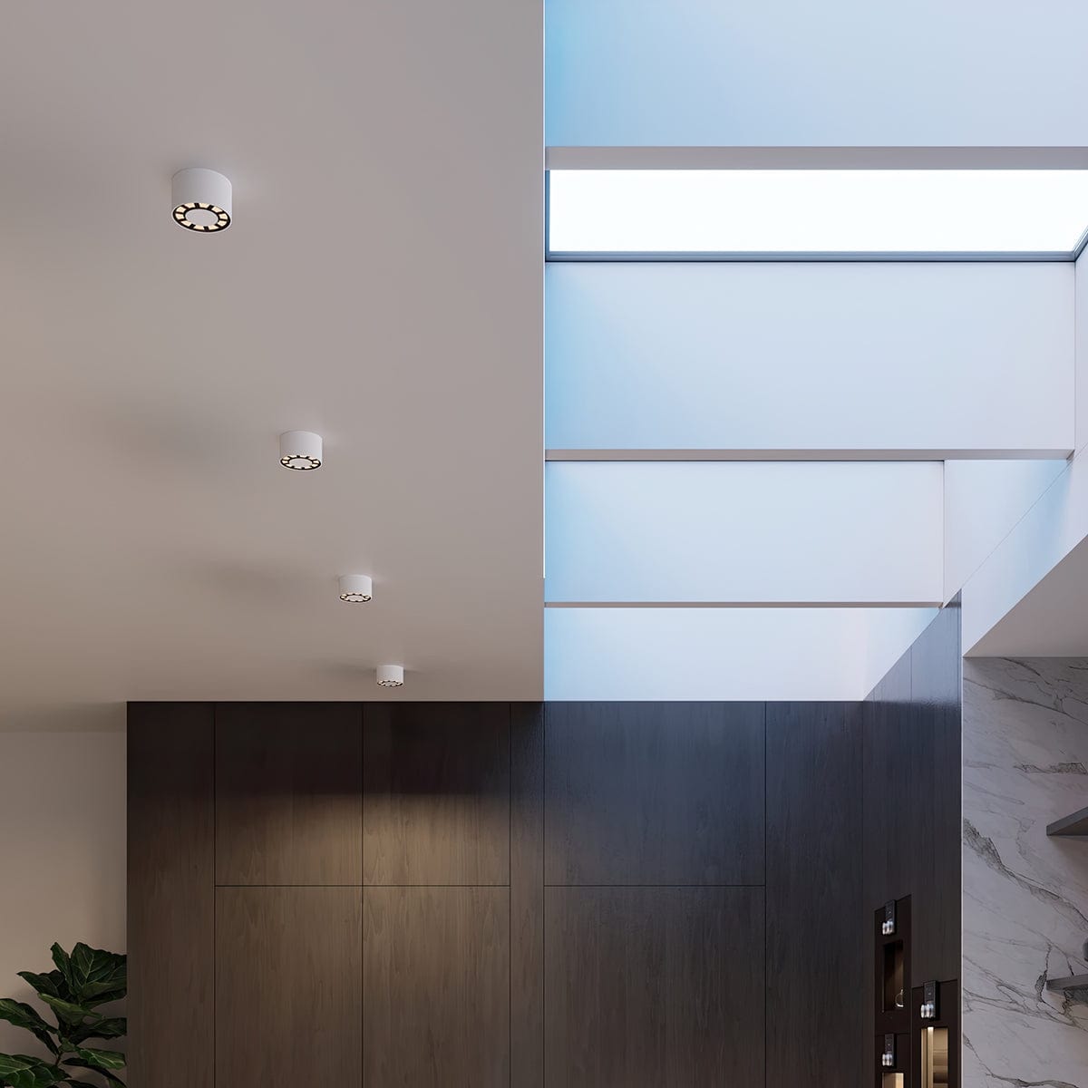 DIO Taklampa - Vit LED - Minimalistisk Modern Design - Hållbart Aluminium Material - Polsk Kvalitet - Mångsidig för Vardagsrum eller Sovrum