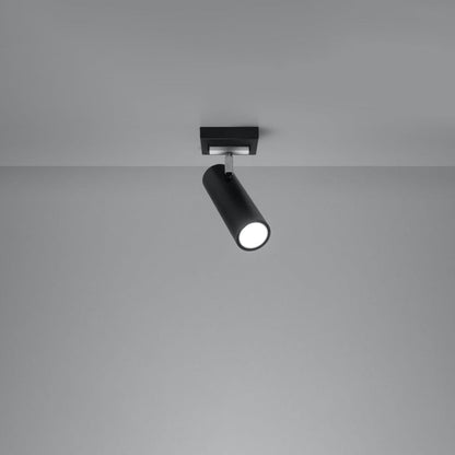 DIREZIONE Taklampa - 1-Ljuskälla Svart - Minimalistisk Modern Design - Justerbara Spotlight - GU10 Lampa Kompatibilitet - Perfekt för vilket rum som helst