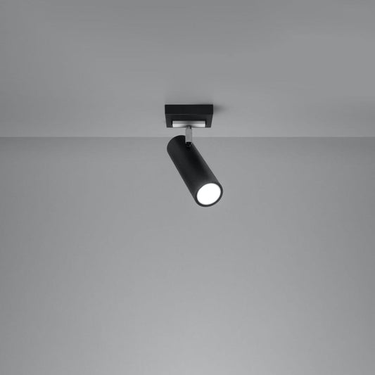DIREZIONE Taklampa - 1-Ljuskälla Svart - Minimalistisk Modern Design - Justerbara Spotlight - GU10 Lampa Kompatibilitet - Perfekt för vilket rum som helst