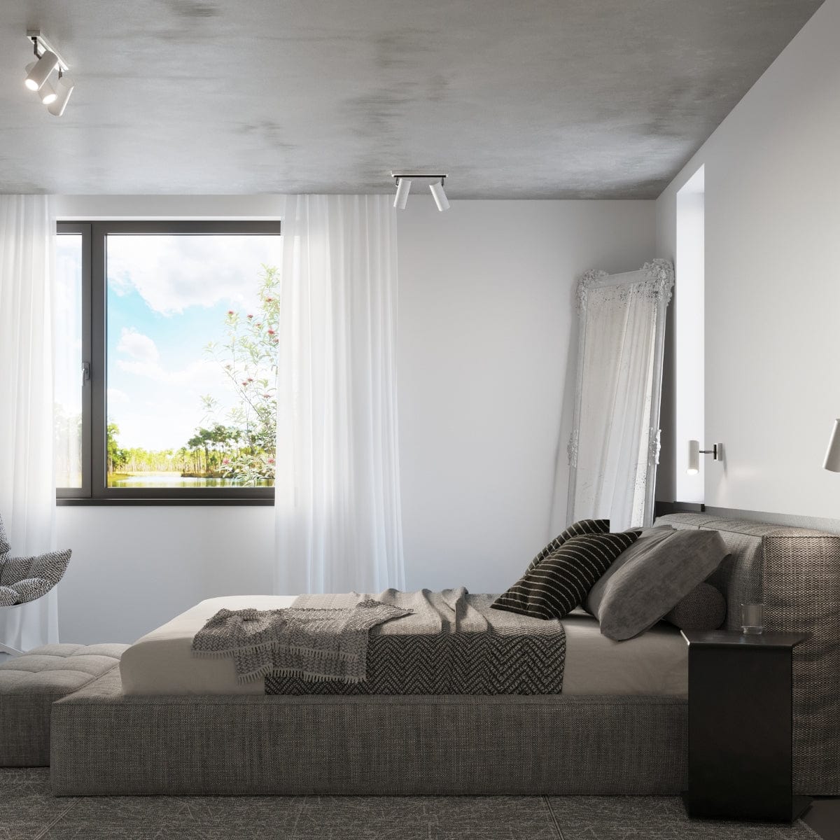 DIREZIONE Taklampa - 2-Lampa Vit - Minimalistisk Modern Design - Justerbara Spotlights - GU10 Lampa Kompatibilitet - Idealisk för Vardagsrum och Kök