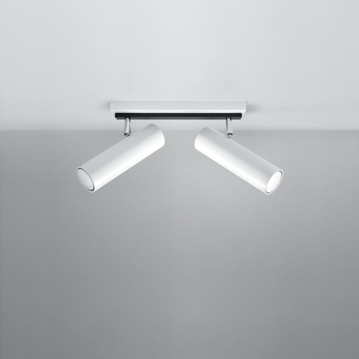 DIREZIONE Taklampa - 2-Lampa Vit - Minimalistisk Modern Design - Justerbara Spotlights - GU10 Lampa Kompatibilitet - Idealisk för Vardagsrum och Kök