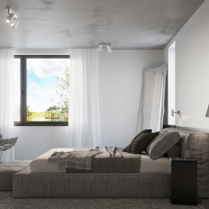 DIREZIONE Taklampa - 3-Ljus Vit - Minimalistisk Modern Design - Justerbara Spotlights - GU10 Lampa Kompatibel - Idealisk för Sovrum och Vardagsrum