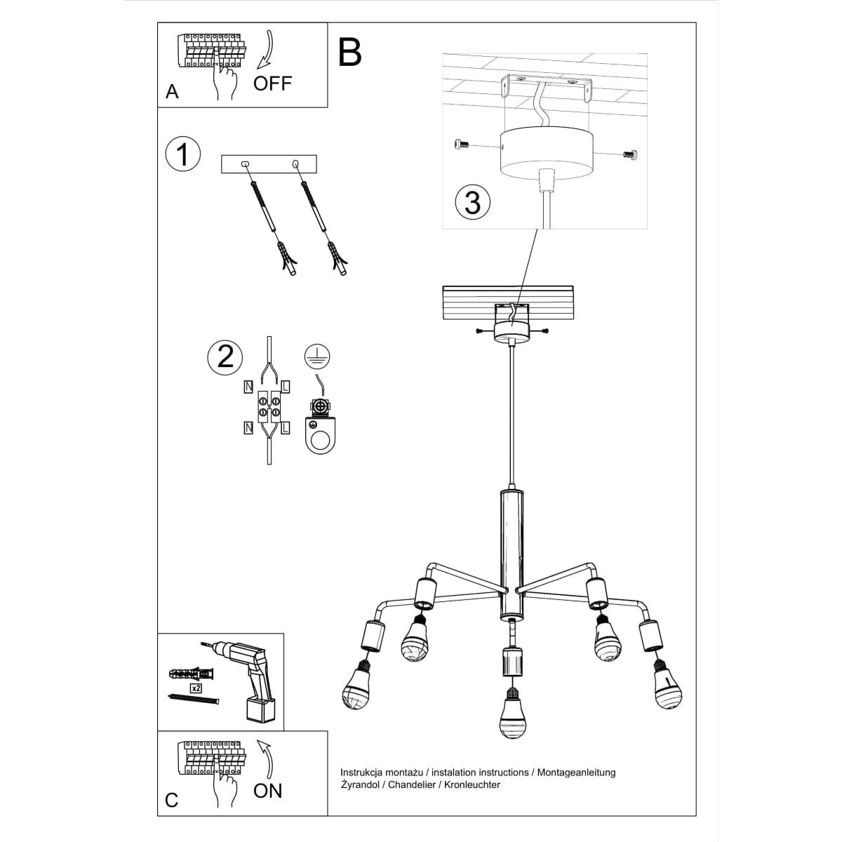 DUOMO 5 Industriell Taklampa - Svart Pulverlackerad Stål - Loftdesign