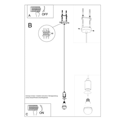 Edison Pendelampa - Svart Tyg &amp; Stål - E27 Max 15W - Minimalistisk Design