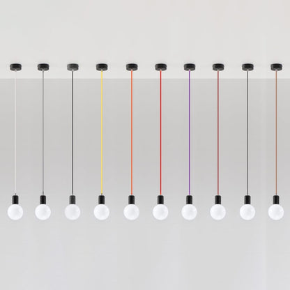 Edison Pendelampa - Svart Tyg &amp; Stål - E27 Max 15W - Minimalistisk Design