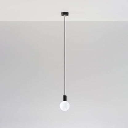 Edison Pendelampa - Svart Tyg &amp; Stål - E27 Max 15W - Minimalistisk Design