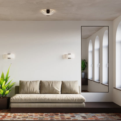 Emilio Vägglampa - Trä &amp; Matt Glas - E27 Max 15W - Varm Ambient Belysning