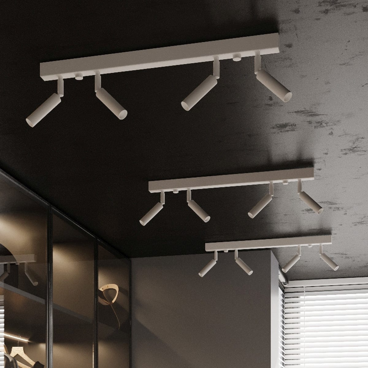 Eyetech Spot Taklampa - 3-Ljus Vit - Justerbar Riktning - Minimalistisk Design - Pulverbetsad Stål - Utbytbara G9 Lampa - Loft Stil Belysning