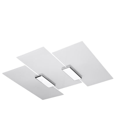 Fabiano Taklampa - Modern Krom &amp; Vit - Stål &amp; Glas - E27 Max 15W LED - Geometrisk Design