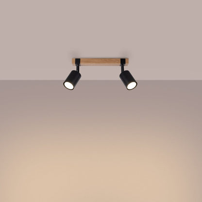 Fager Taklampa - 2-Ljus Svart - Riktad Belysning - Naturligt Trä &amp; Metall - Justerbara Skärmar - Skandinavisk Minimalistisk Design - Energibesparande