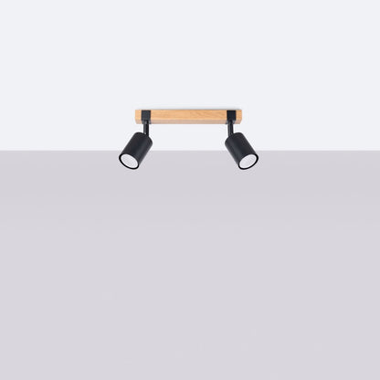 Fager Taklampa - 2-Ljus Svart - Riktad Belysning - Naturligt Trä &amp; Metall - Justerbara Skärmar - Skandinavisk Minimalistisk Design - Energibesparande