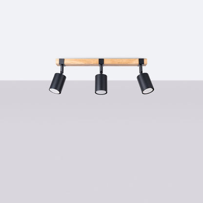 Fager Taklampa - 3-Ljus Svart - Riktad Belysning - Naturligt Trä &amp; Metall - Justerbara Skärmar - Skandinavisk Minimalistisk Design - Energikapabel