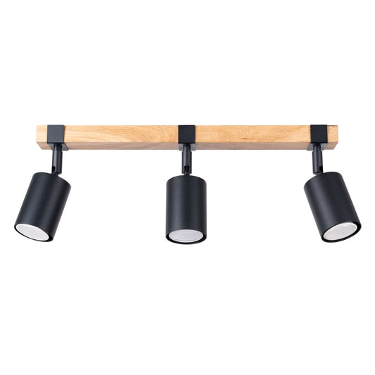 Fager Taklampa - 3-Ljus Svart - Riktad Belysning - Naturligt Trä & Metall - Justerbara Skärmar - Skandinavisk Minimalistisk Design - Energikapabel