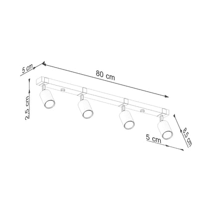 Fager Taklampa - 4-Ljus Svart - Riktad Belysning - Naturträ &amp; Metall - Justerbara Skärmar - Stort Skandinaviskt Design - Energibesparande