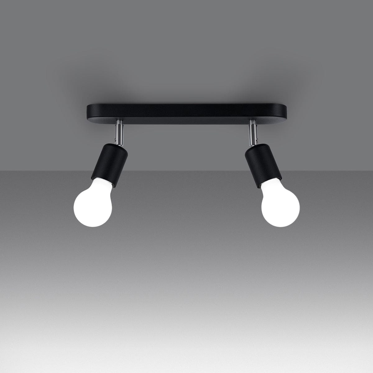 Fornes Taklampa - 2-ljus Svart - Justerbara Vinklar - Minimalistisk Design - Modern Metallbas - Funktionell Belysning - Smart Glödlampa Kompatibel